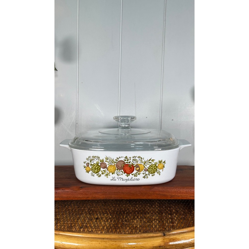 Vintage Corning Ware La Marjolaine Spice of Life Casserole Dish with Glass Lid